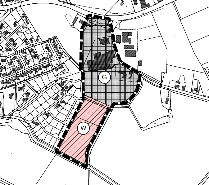 Ansicht auf die Planungsunterlage unmaßstäblich zum Bebauungsplan Nr. 47 „Gewerbegebiet Mäske“ Gemeinde Bawinkel
