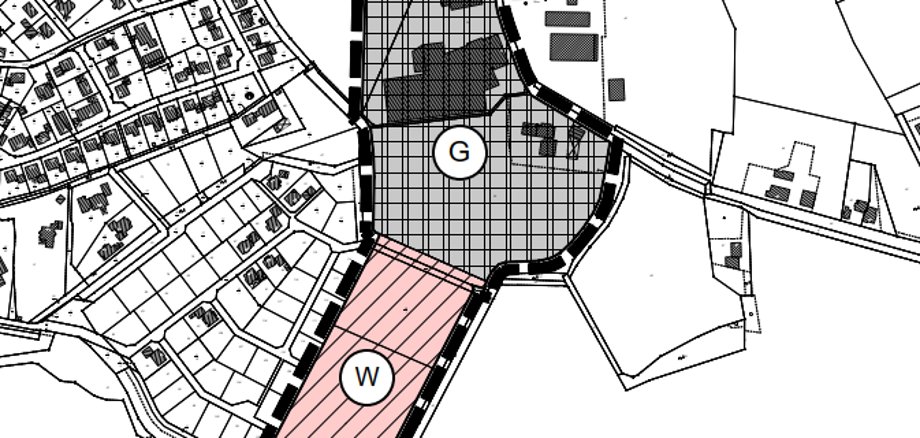 Ansicht auf die Planungsunterlage unmaßstäblich zum Bebauungsplan Nr. 47 „Gewerbegebiet Mäske“ Gemeinde Bawinkel