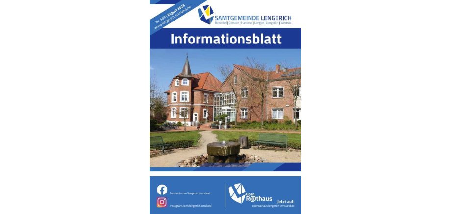 Die Titelseite vom Infoheft zeigt die Samtgemeindeverwaltung Lengerich
