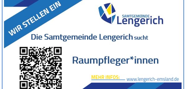 Anzeige für eine Stellenausschreibung Raumpfleger und Raumpflegerinnen