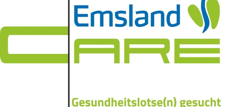 Logo vom EmslandCare mit dem Schriftzug "Gesundheitslotse(n) gesucht"