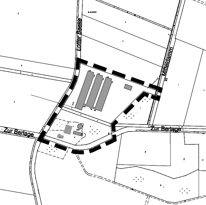 Planausschnitt B-Plan Nr. 35 "Sondergebiet Tierhaltung Brügging / Spieker“ der Gemeinde Lengerich