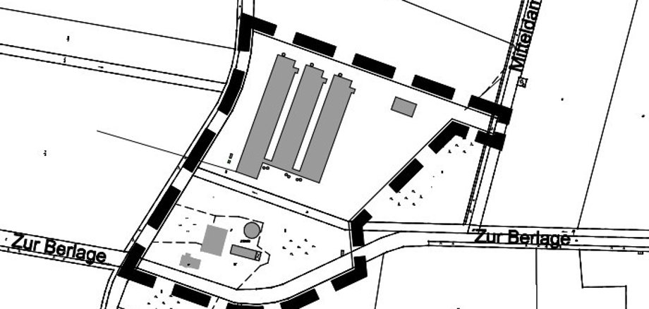 Planausschnitt B-Plan Nr. 35 "Sondergebiet Tierhaltung Brügging / Spieker“ der Gemeinde Lengerich