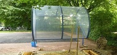 Überdachung Bouleanlange Aufstellung der Bouleüberdachung