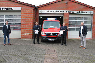v.l. Ansgar Kötting, GBM Michael Moss, Stv. GBM Reinhard Lübbers und SGB Matthias Lühn