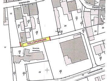 Zeichnung der gesperrten Straße